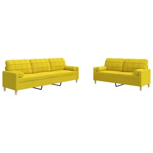 vidaXL 2-delige Loungeset met sierkussens stof lichtgeel