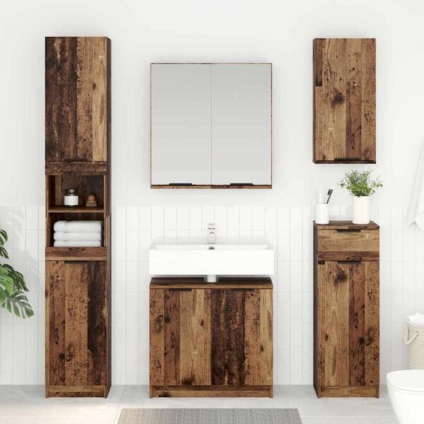 vidaXL Badkamer Kast Oud Hout 64,5 x 33,5 x 59 cm Bewerkt hout