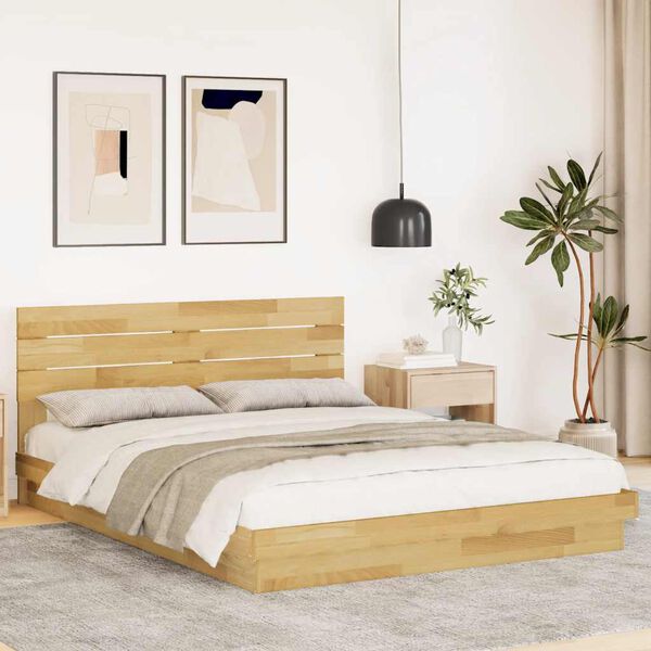 vidaXL Bedframe hoofdeinde zonder matras 140x190 cm massief hout eiken