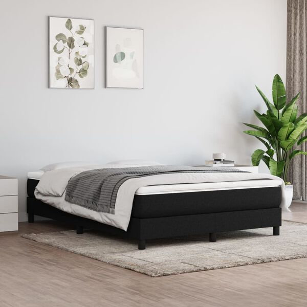 vidaXL Boxspring bed stof zwart 140x190 cm