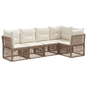 vidaXL Tuinbankenset 5 st Beige poly rattan