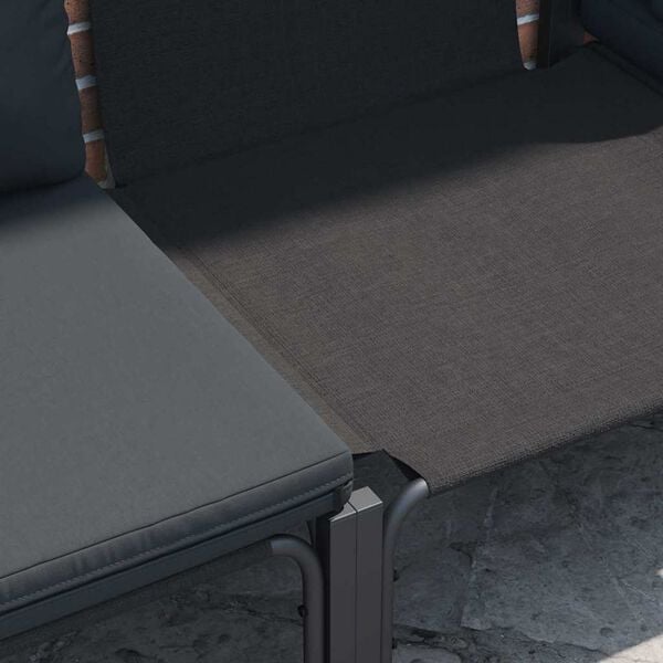 vidaXL Tuinbankenset met kussen 7 pcs Zwart Staal