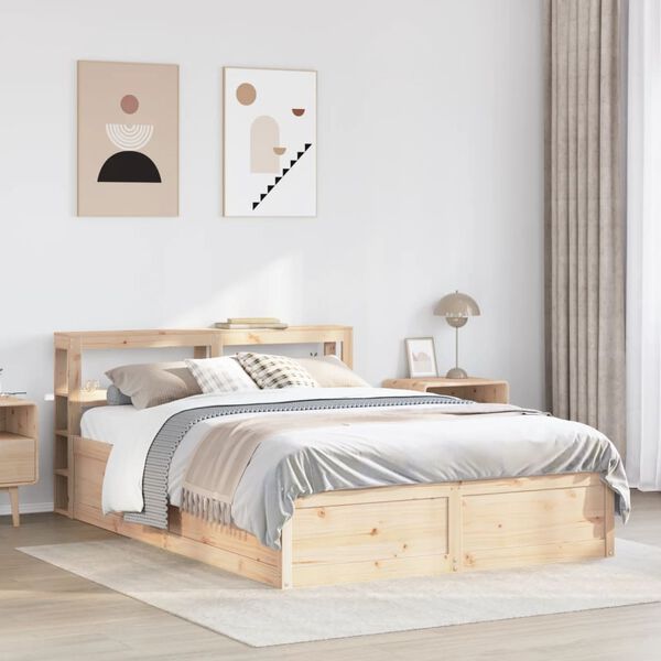 vidaXL Bedframe met hoofdbord massief grenenhout 160x200 cm