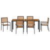 vidaXL Tuin Eetset 7 pcs Zwart en Hout poly rattan