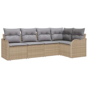 vidaXL Tuin Sofa Set met opslag 5 pcs Beige poly rattan