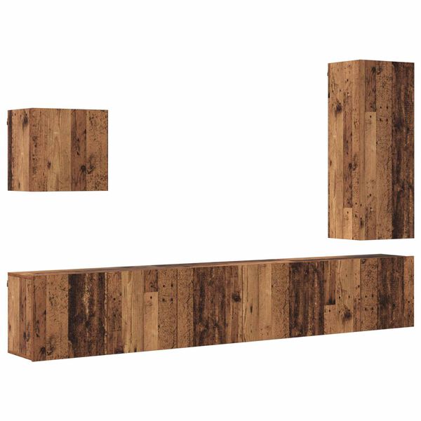 vidaXL TV-wandmeubel Wandgemonteerd 5 pcs Oud Hout Bewerkt hout