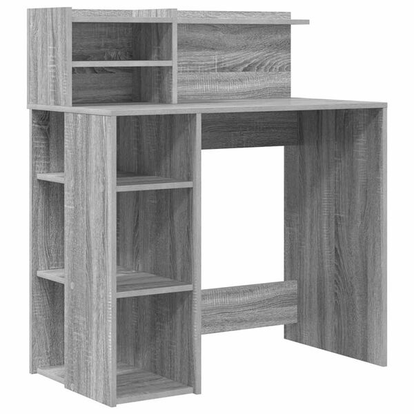 vidaXL Bureau met plank Grijs Sonoma 90 x 48 x 101,5 cm Bewerkt hout