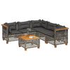 vidaXL 6-delige Loungeset met kussens poly rattan grijs