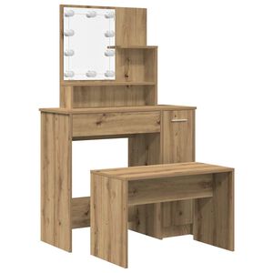 vidaXL Kaptafelset met LED-verlichting bewerkt hout artisanaal eiken