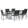 vidaXL 7-delige Tuinset met kussens poly rattan en staal