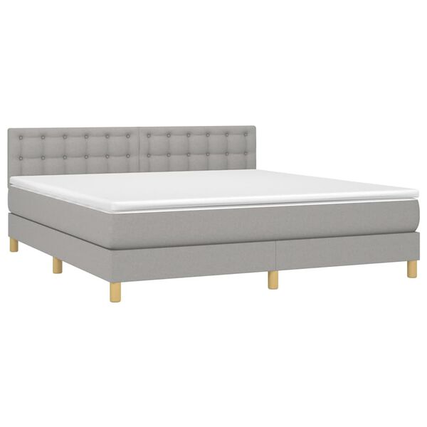 vidaXL Boxspring met matras en LED stof lichtgrijs 160x200 cm