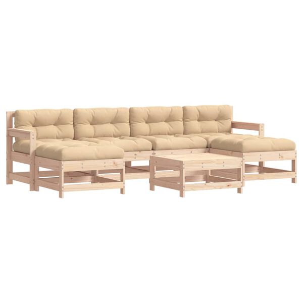 vidaXL 7-delige Loungeset met kussens massief teak