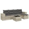 vidaXL 6-delige Loungeset met kussens poly rattan lichtgrijs