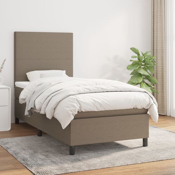 vidaXL Boxspring met matras stof taupe 80x200 cm