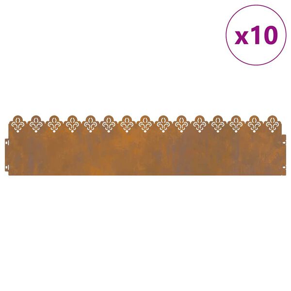 vidaXL Gazonranden 10 pcs Roestig 103 x 0,05 x 22 cm Cortenstaal