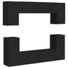 vidaXL Tv-meubelset Wandgemonteerd 5 pcs Zwart Bewerkt hout