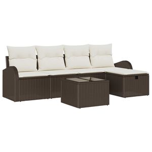 vidaXL Tuin Sofa Set met kussen met opslag 6 pcs Bruin Poly riet