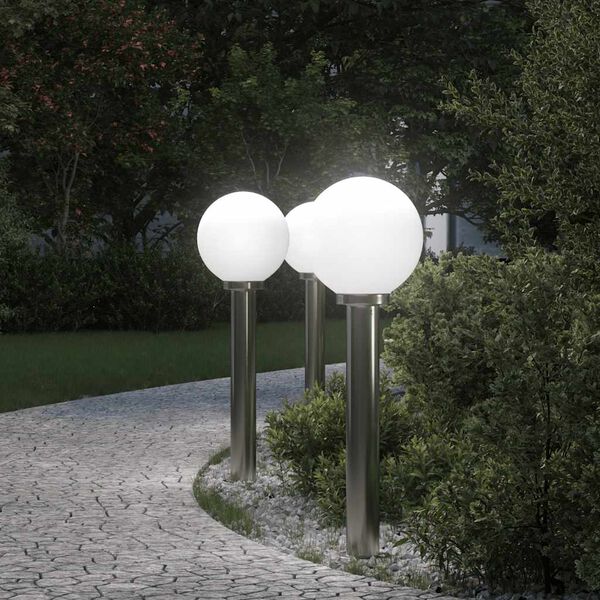 vidaXL Bolderverlichting 3 stuks 80 cm RVS IP44