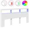 vidaXL Hoofdbordkast met LED-verlichting 200x17x102 cm wit