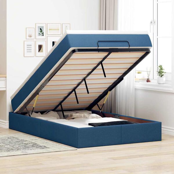 vidaXL Ottoman bed met matras 120x190 cm stof blauw