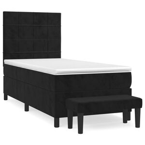 vidaXL Boxspring met matras fluweel zwart 80x200 cm