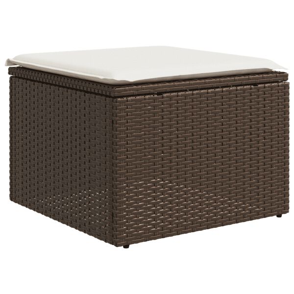 vidaXL 5-delige Loungeset met kussens poly rattan bruin