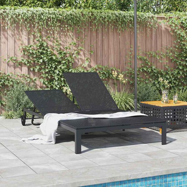 vidaXL Ligstoel 1-persoon Zwart 206 x 62,5 x 74 cm poly rattan