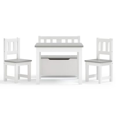 vidaXL 3-delige Kindertafel- en stoelenset MDF wit en grijs