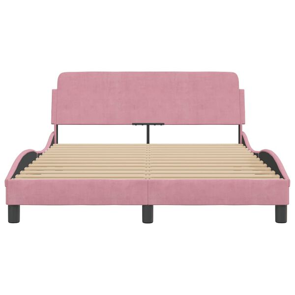 vidaXL Bedframe met hoofdeinde "Dover" 140x200 cm fluweel roze