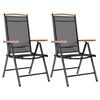 vidaXL Tuinstoelen inklapbaar 2 st aluminium en textileen zwart