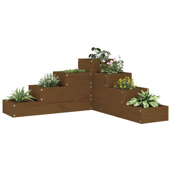 vidaXL Plantenbak 4-laags 80,5x79x36 cm grenenhout honingbruin