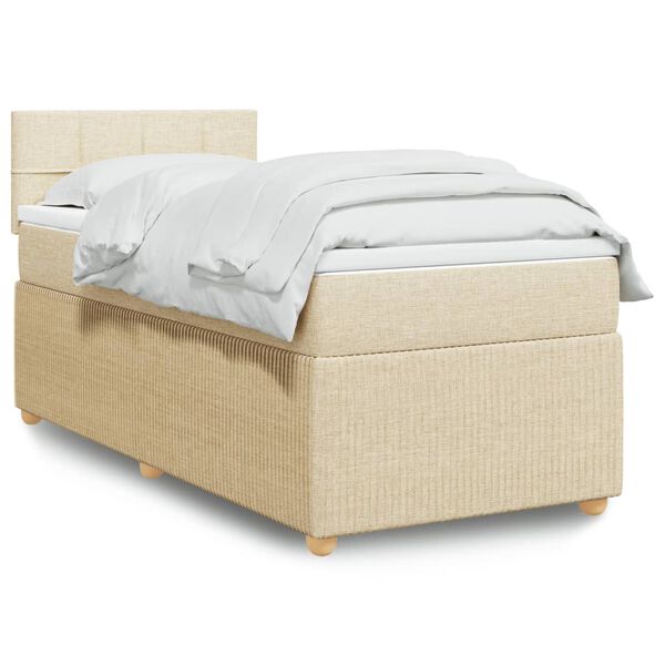 vidaXL Boxspring met matras stof cr&egrave;mekleurig 80x200 cm