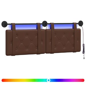 vidaXL Hangend hoofdbord Met LED-verlichting Bruin Kunstleer