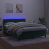 vidaXL Boxspring met matras en LED fluweel donkergroen 140x190 cm