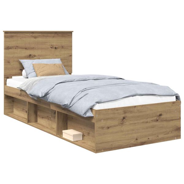 vidaXL Bedframe Ambachtelijk eiken 90 x 200 cm Massief grenenhout