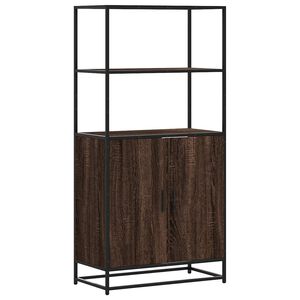 vidaXL Hoge kast 68x35x139 cm bewerkt hout en metaal bruin eikenkleur