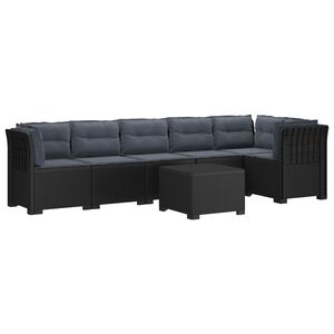 vidaXL 6-Zits Tuin Sofa met Kussens Rattan Look PP Antraciet
