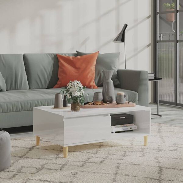 vidaXL Salontafel 90x60x35 cm bewerkt hout hoogglans wit
