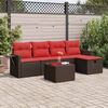 vidaXL 5-delige Loungeset met kussens poly rattan bruin