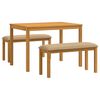 vidaXL Eetkamerset 3 st Beige Massief Eikenhout