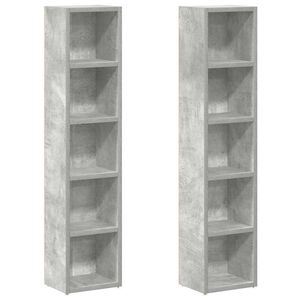 vidaXL Cd-kasten 2 st 21x16x93,5 spaanplaat betongrijs