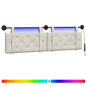 vidaXL Hangend hoofdbord Met LED-verlichting Cr&egrave;mekleurig Fluweel