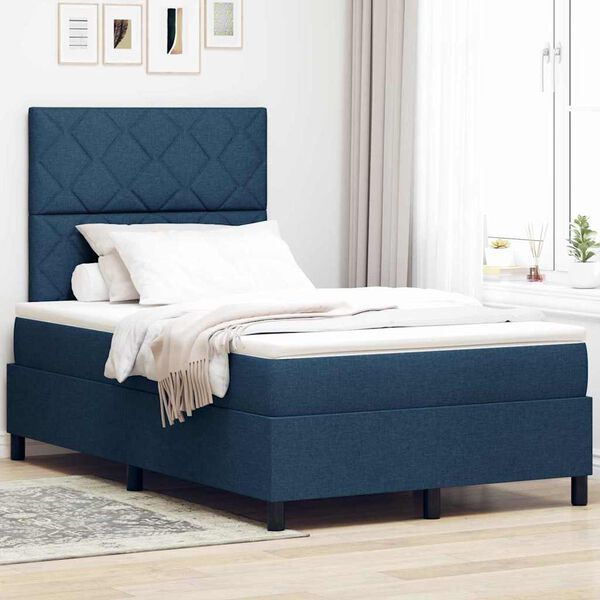 vidaXL Boxspring bed met matras met LED Blauw 120 x 190 cm Stof