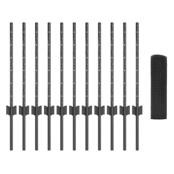 vidaXL Hek met Paal Grijs 0,5 x 25 m Staal