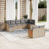 vidaXL 9-delige Loungeset met kussens poly rattan beige