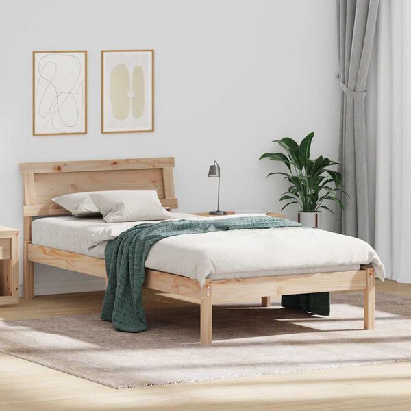 vidaXL Bedframe met hoofdeinde Bruin 90 x 190 cm Massief grenenhout