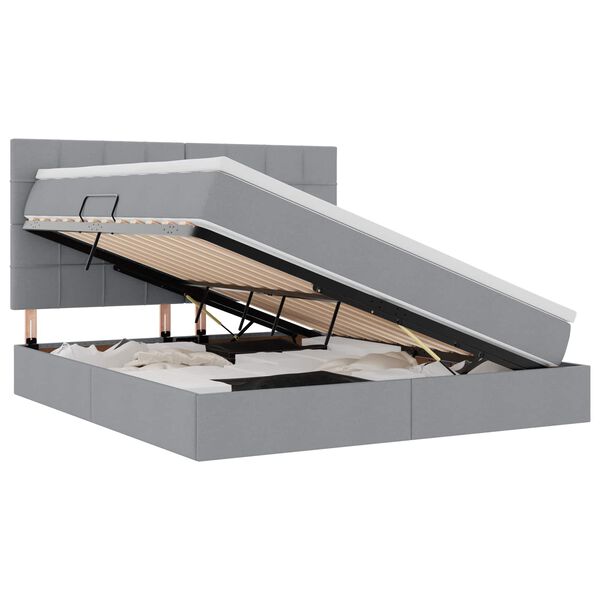 vidaXL Opslag bed met matras Lichtgrijs 160 x 200 cm Polyester