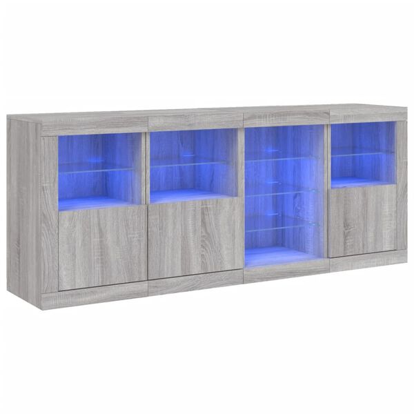 vidaXL Dressoir met LED-verlichting 164x37x67 cm grijs sonoma eiken