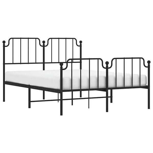 vidaXL Bedframe met hoofd- en voeteneinde metaal zwart 150x200 cm