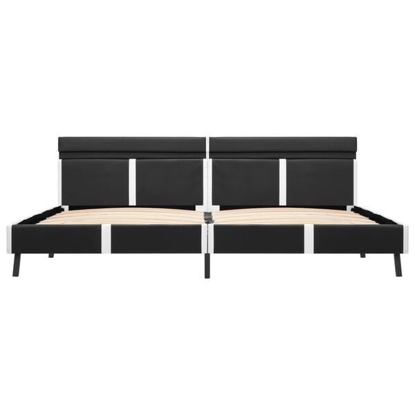 vidaXL Bedframe met LED kunstleer grijs 180x200 cm